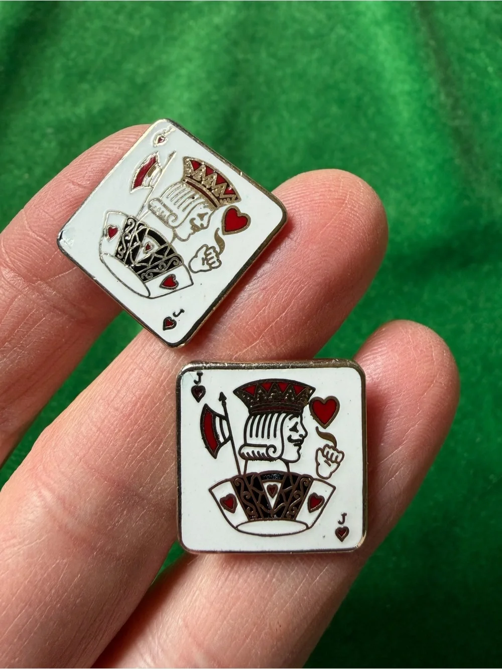 Vintage Jack of Hearts Cuff Links - White, Red, Black